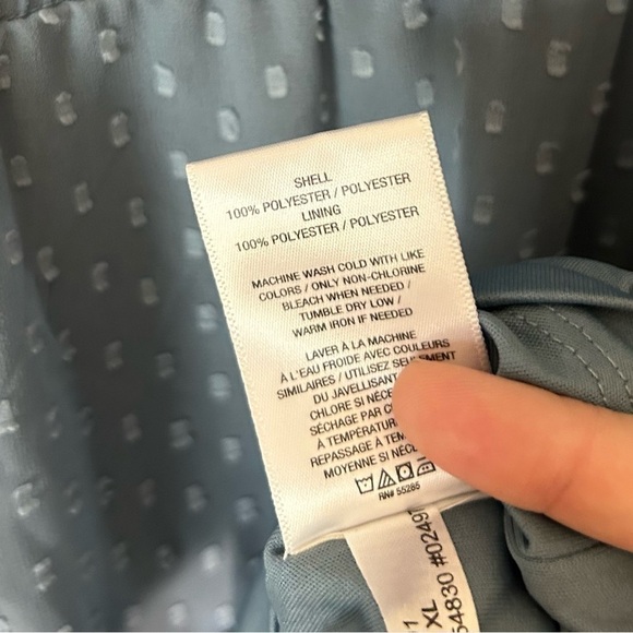 Express Blue Clip Dot Tiered Smocked Waist Long Sleeve A-Line Dress SIZE XL - Picture 4 of 6